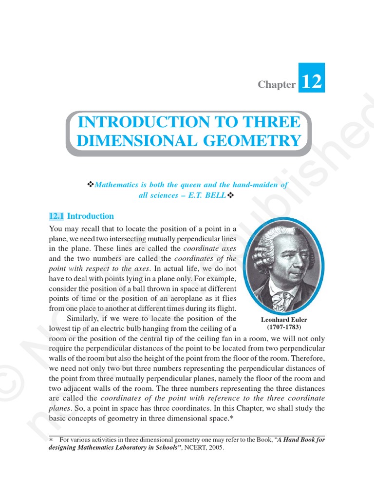 Ch-11 (3D Geometry) PDF | PDF | Cartesian Coordinate System