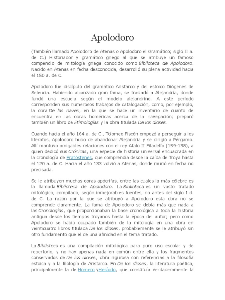 Apolodoro de Atenas Mitología griega Alejandria