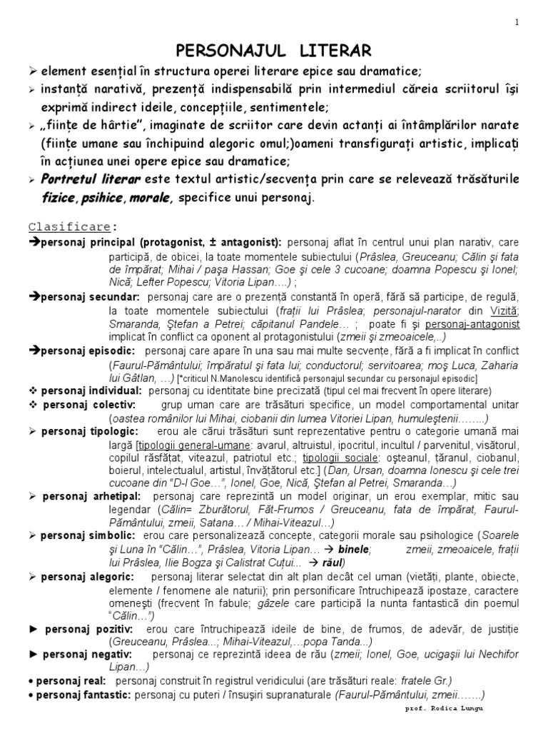 Personaj Literar Model Caracterizare Mara | PDF
