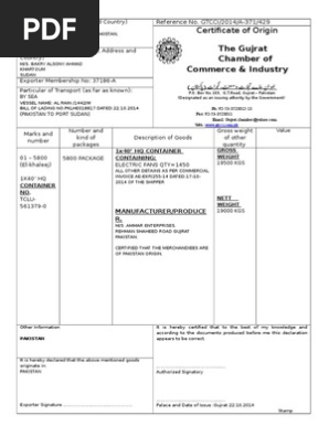 Certificate of Origin