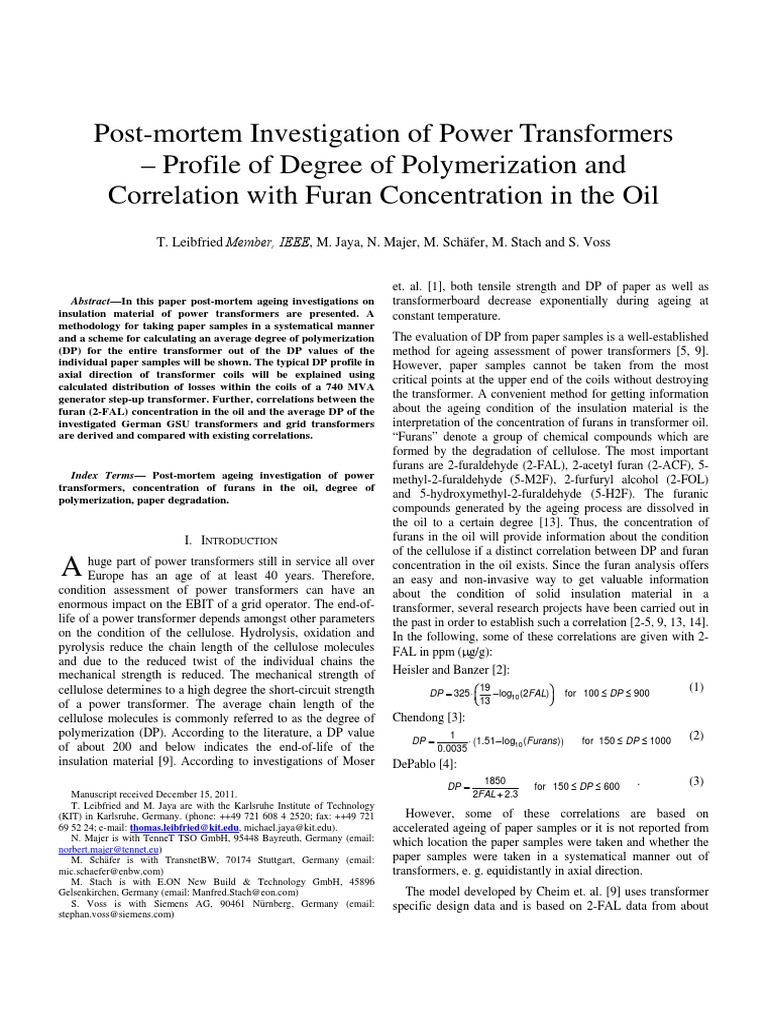 IEEE Standard For Transformer Oil Analysis | PDF | Inductor ...