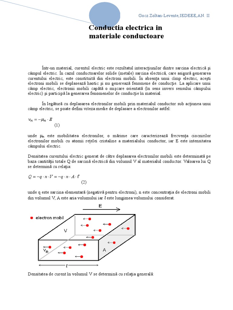 Conductia Electrica in Materiale Conductoare | PDF