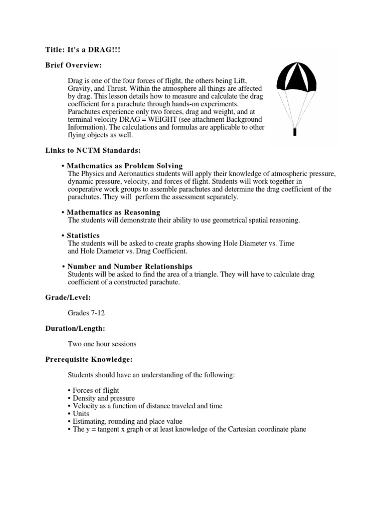 parachute Drag (Physics) Pressure