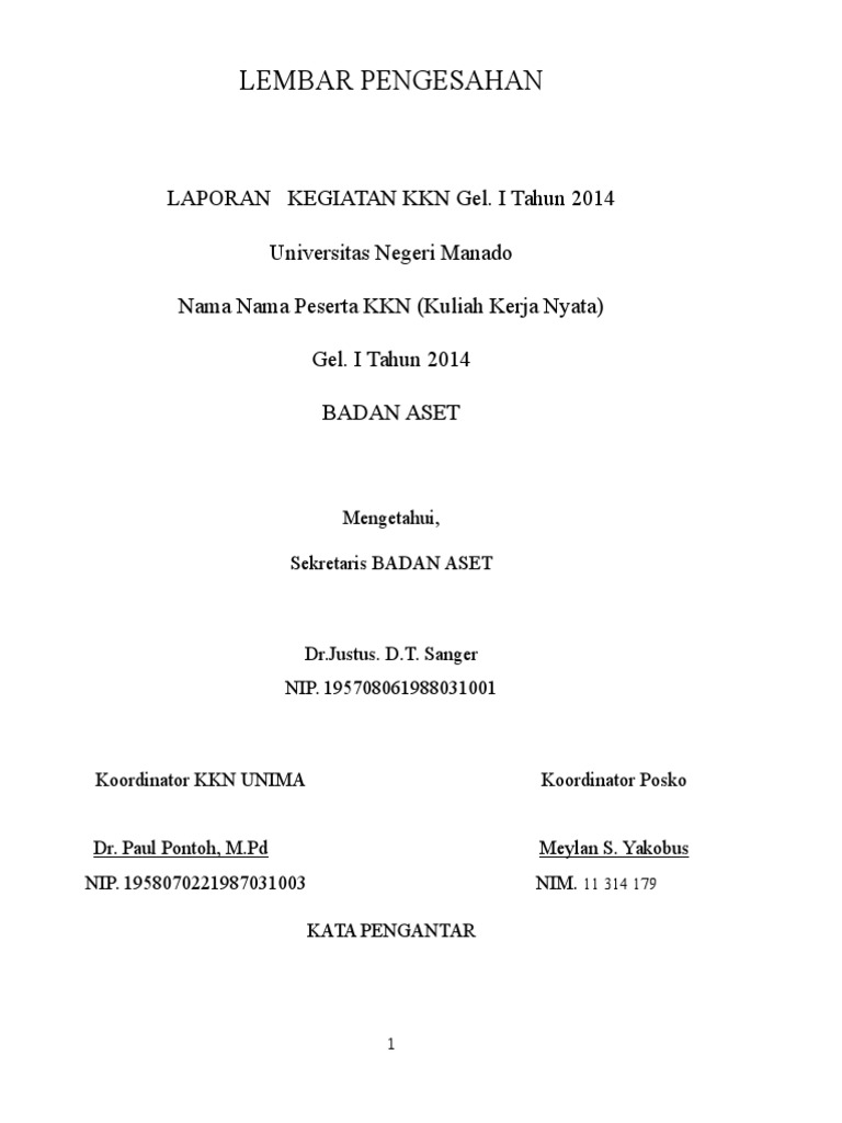 Contoh Format Laporan Kkn Unima