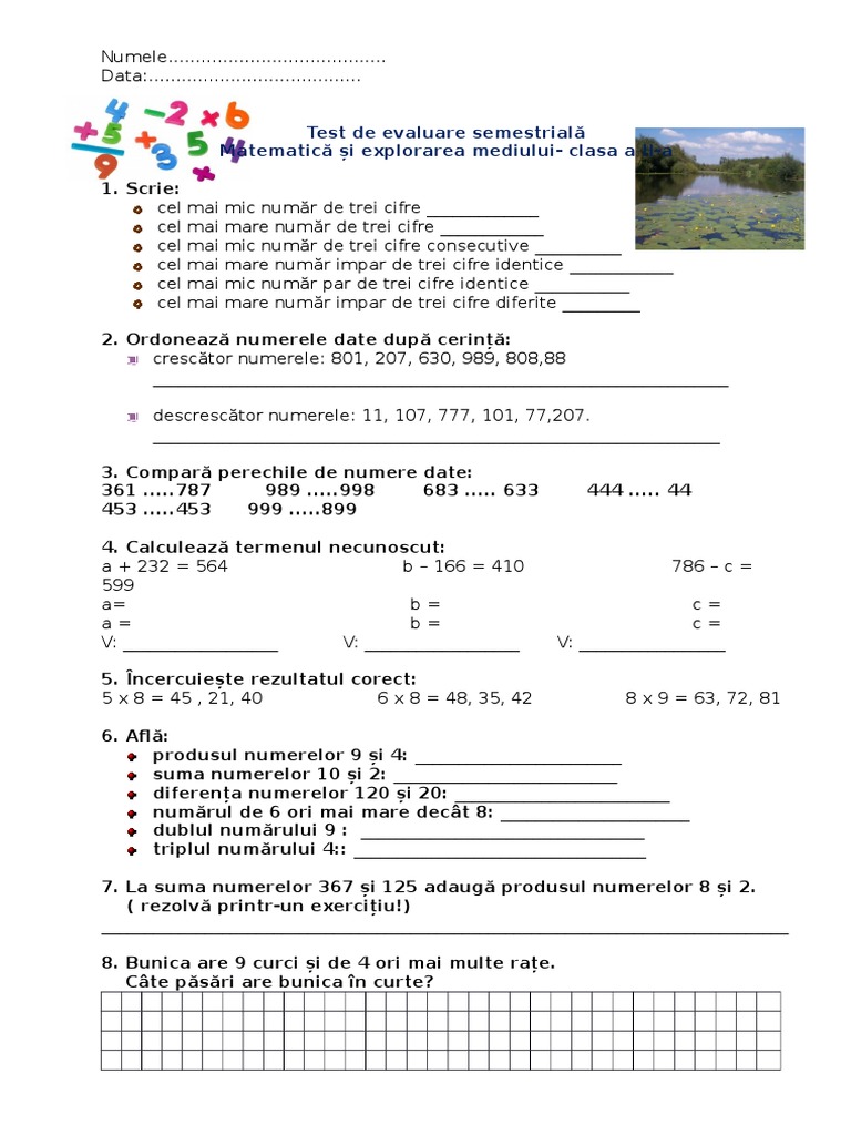 Test de Evaluare Semestriala Mem | PDF