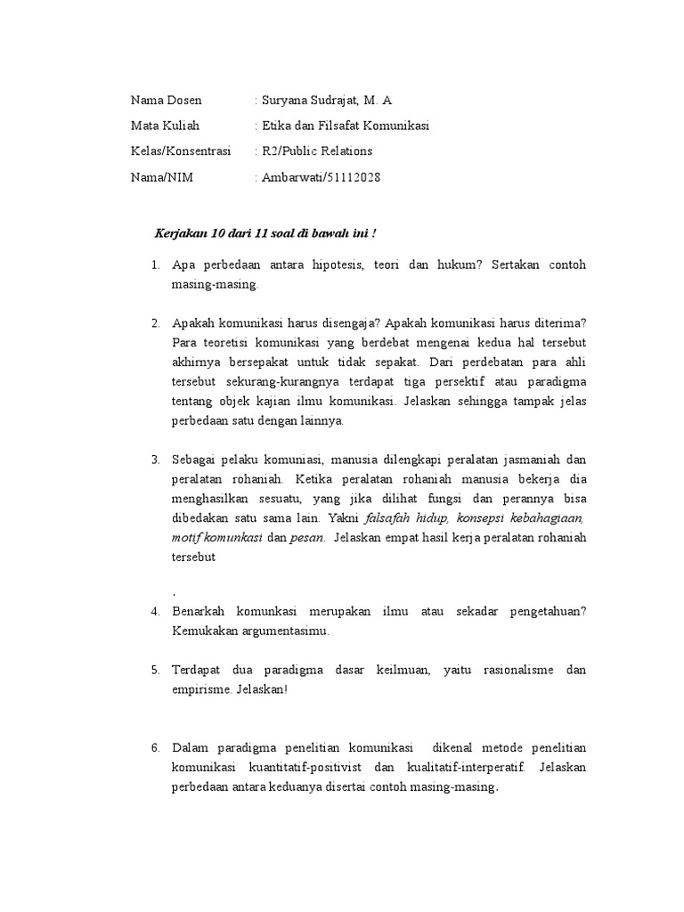 Etika Dan Filsafat Komunikasi Pdf