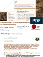 R. Schreg, Archaeologik – Erfahrungen mit einem Wissenschaftsblog. Vortrag DGUF Tübingen 16.5.2015 