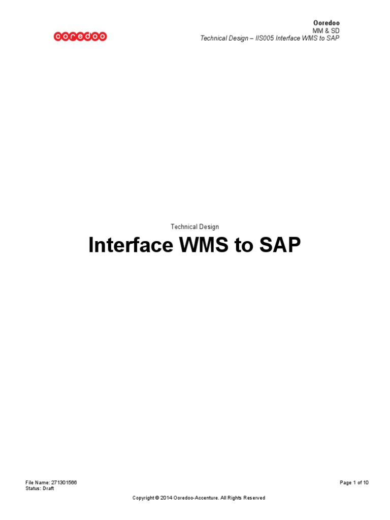 Ap450 Iis005 Interface Wms To Sap v1.1 | PDF | Interface (Computing ...