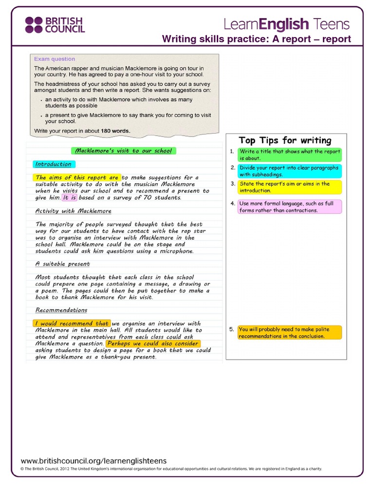 Writing Skills Practice Report | PDF