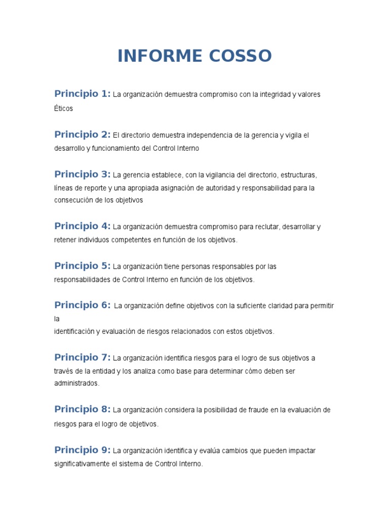 17 Principios del Modelo COSO III | PDF | Información | Evaluación