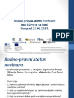 Radno-Pravni Status Novinara U Srbiji 2015