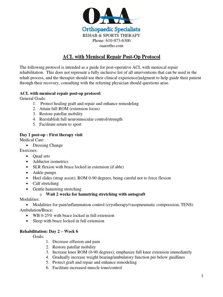 Pages ACL W Meniscus Repair Protocol PDF Human