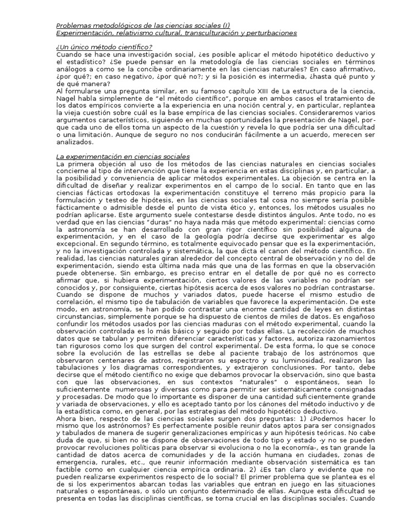 Problemas Metodológicos de Las Ciencias Sociales