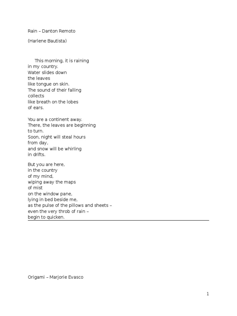 Filipino Poetry About Nature &amp; Everyday Life