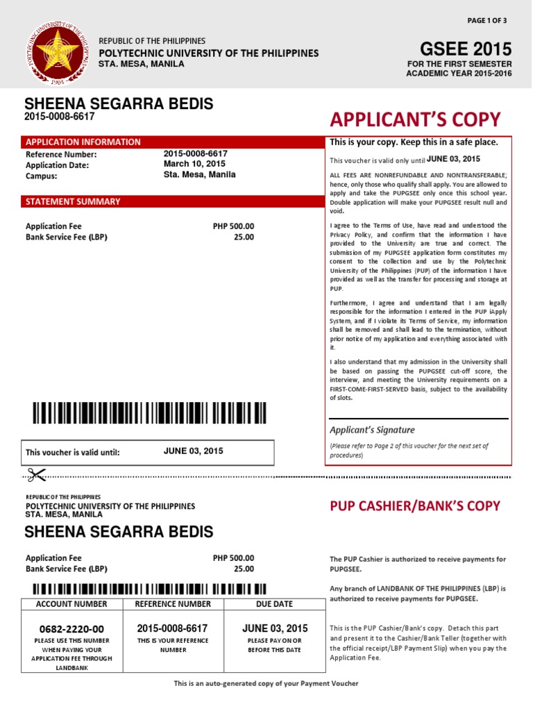 PUP Graduate School Application Guide | PDF | Voucher | Payments