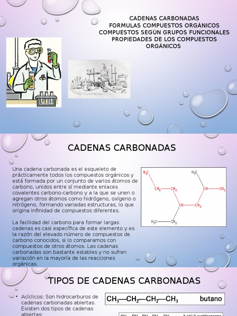 Cadenas Carbonadas EXPOSICION Moléculas Compuestos orgánicos