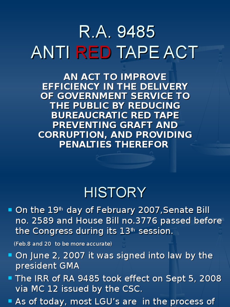 r.a. 9485 Anti Red Tape Act Witness Political Corruption