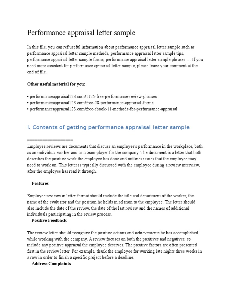 Performance Evaluation Letter Sample from imgv2-2-f.scribdassets.com