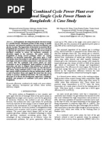 Prospect of Combined Cycle Power Plant Over Conventional Single Cycle Power Plants in Bangladesh - A Case Study