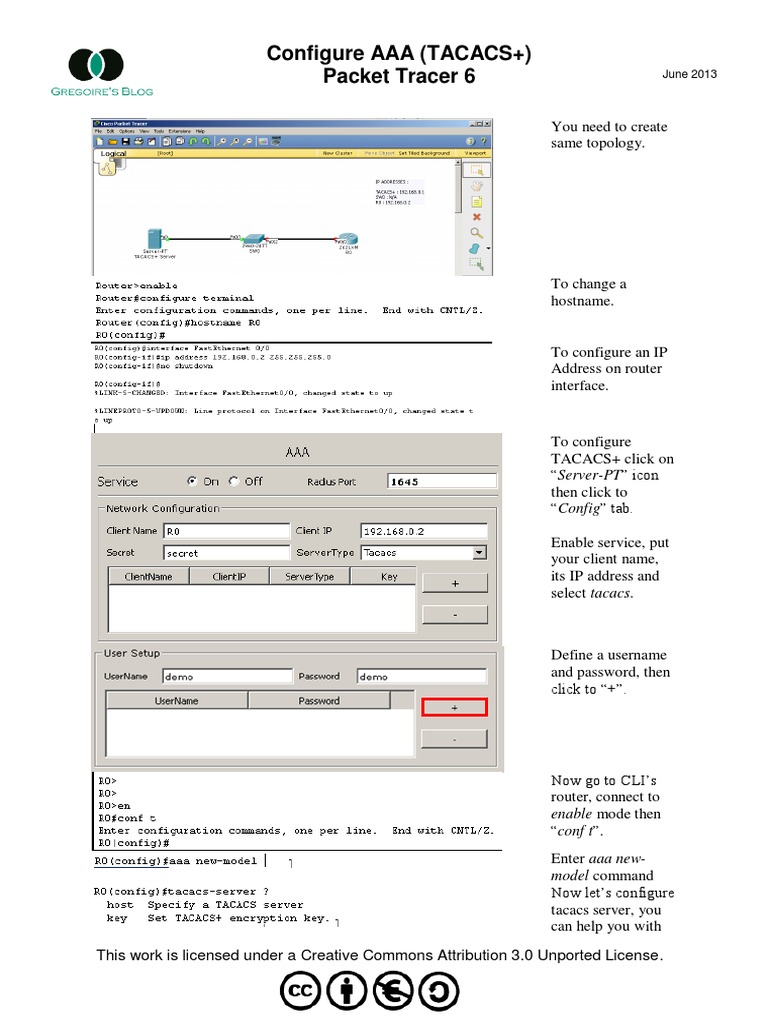 Configure AAA (TACACS+) Packet Tracer 6: June 2013 | PDF
