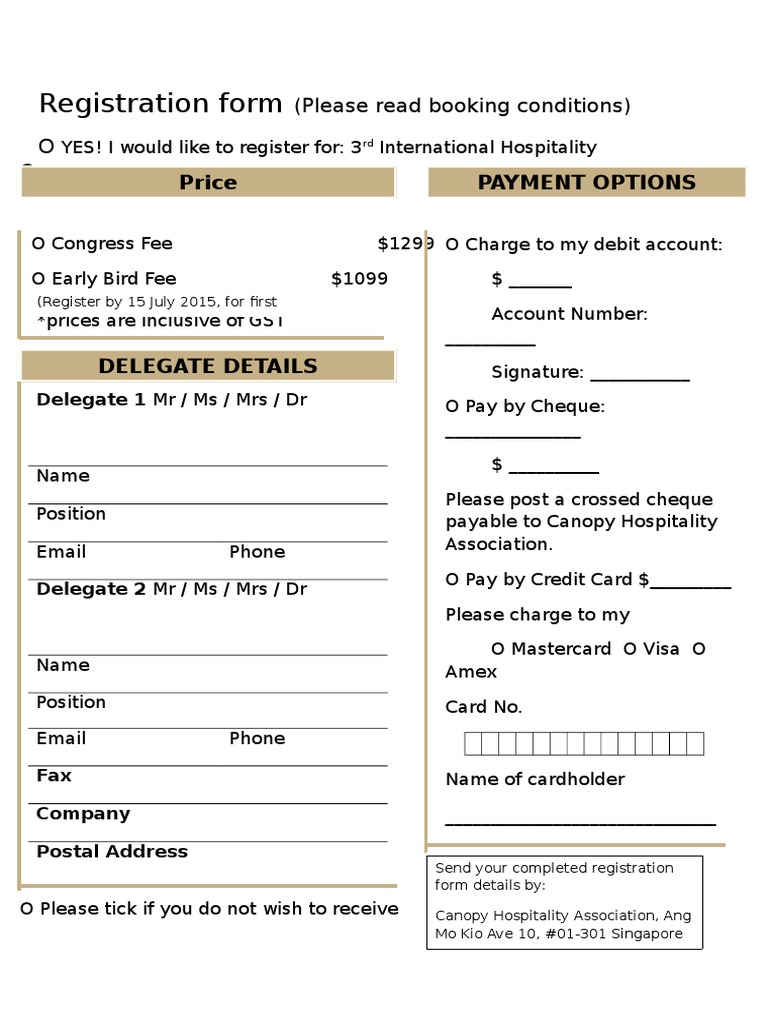 International Hospitality Congress Registration | PDF