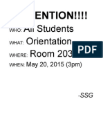 Attention!!!!: All Students Orientation Room 203