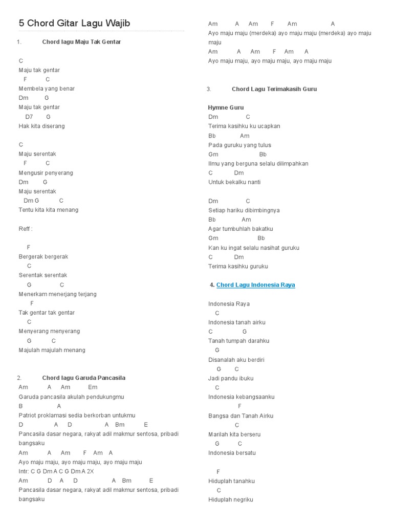 5 Chord Gitar Lagu Pdf