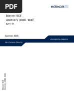 EdExcel A Level Chemistry Unit 4 Mark Scheme Results Paper 1 Jun 2005