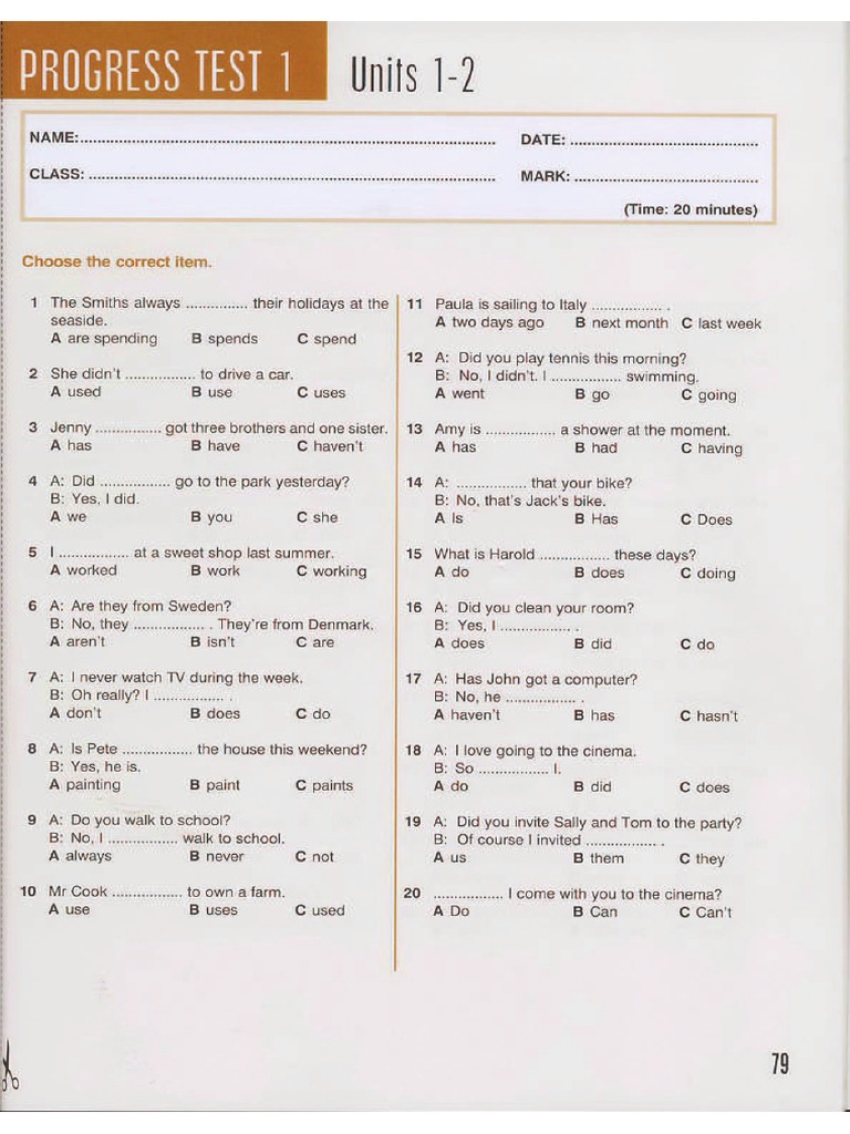 Enterprise-2 Grammar Book - Multiple Choice Tests | PDF