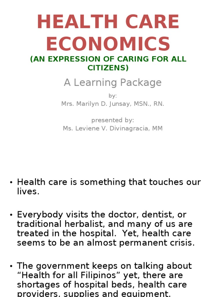 Health Care Economics PDF