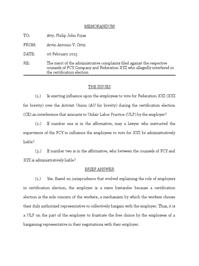 Interoffice Legal Memo | PDF | Conspiracy (Criminal) | Collective Bargaining