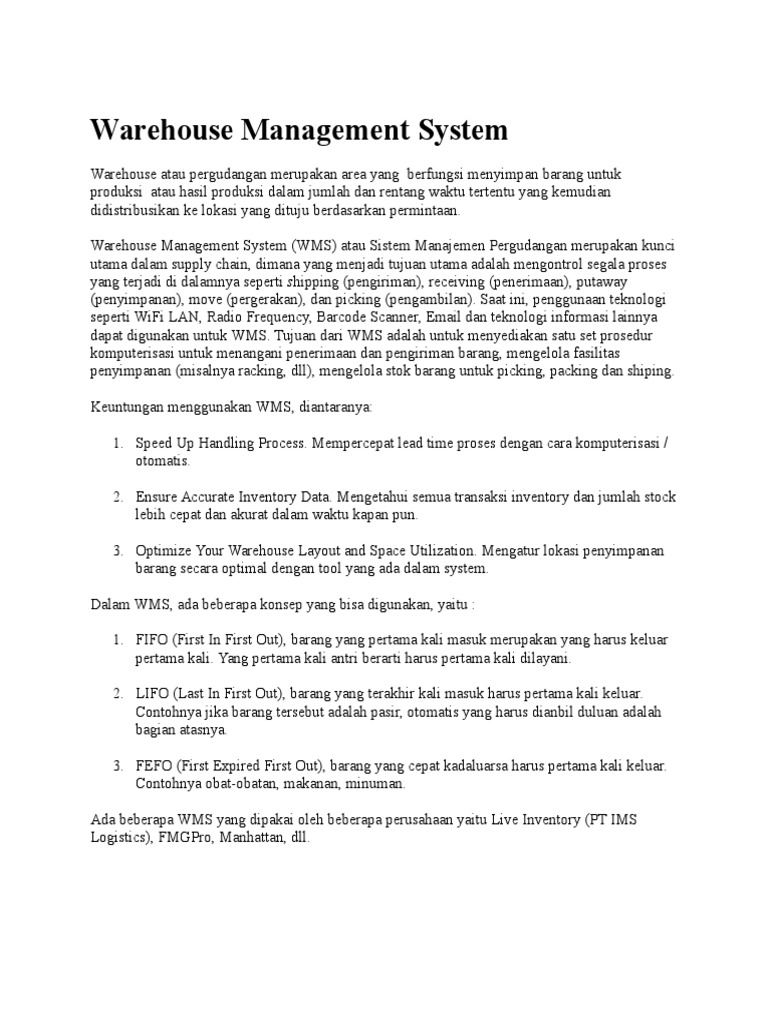 Sistem Manajemen Pergudangan WMS | PDF