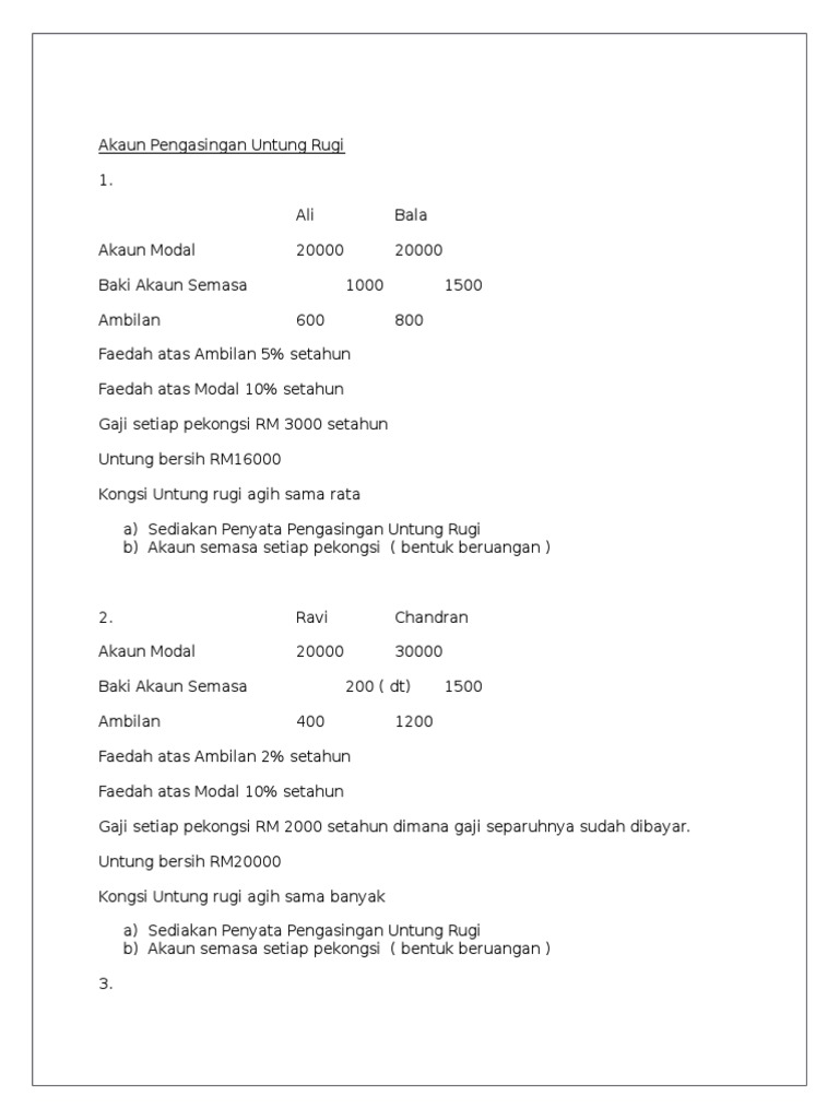 Penyata Pengasingan Untung Rugi | PDF
