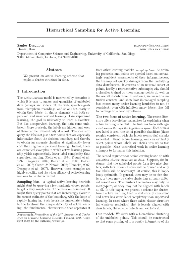 Hierarchical Sampling in Active Learning | PDF | Statistical ...
