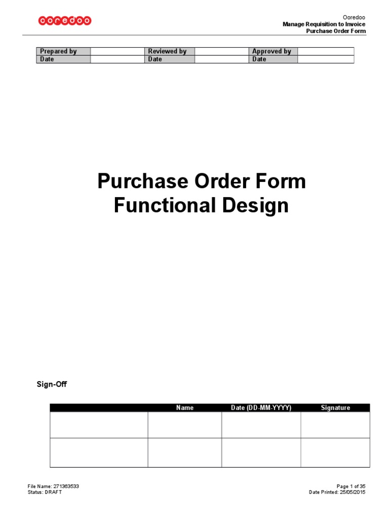 Ooredoo Purchase Order Form Guide | PDF | Invoice | Parameter (Computer ...
