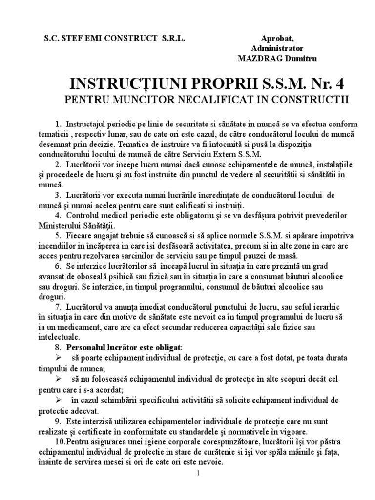 Muncitor Necalificat Constructii IPSSM 4 - Muncitor Necalificat Constructii | PDF