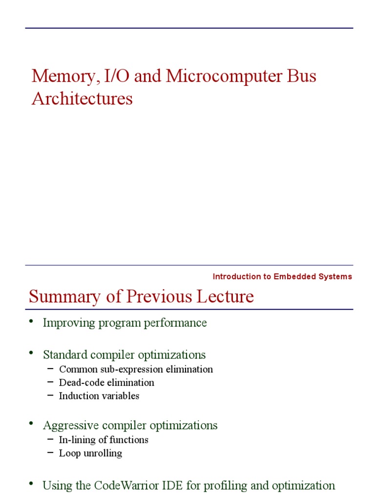 Embedded Systems: Memory & Optimization | PDF | Art | Technology ...