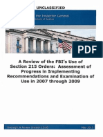 DOJ OIG - Review of FBI and Section 215 Orders - May 2015