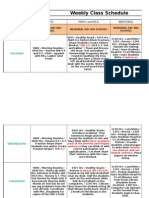 Week 38 - Weekly Classroom Schedule by Subjects