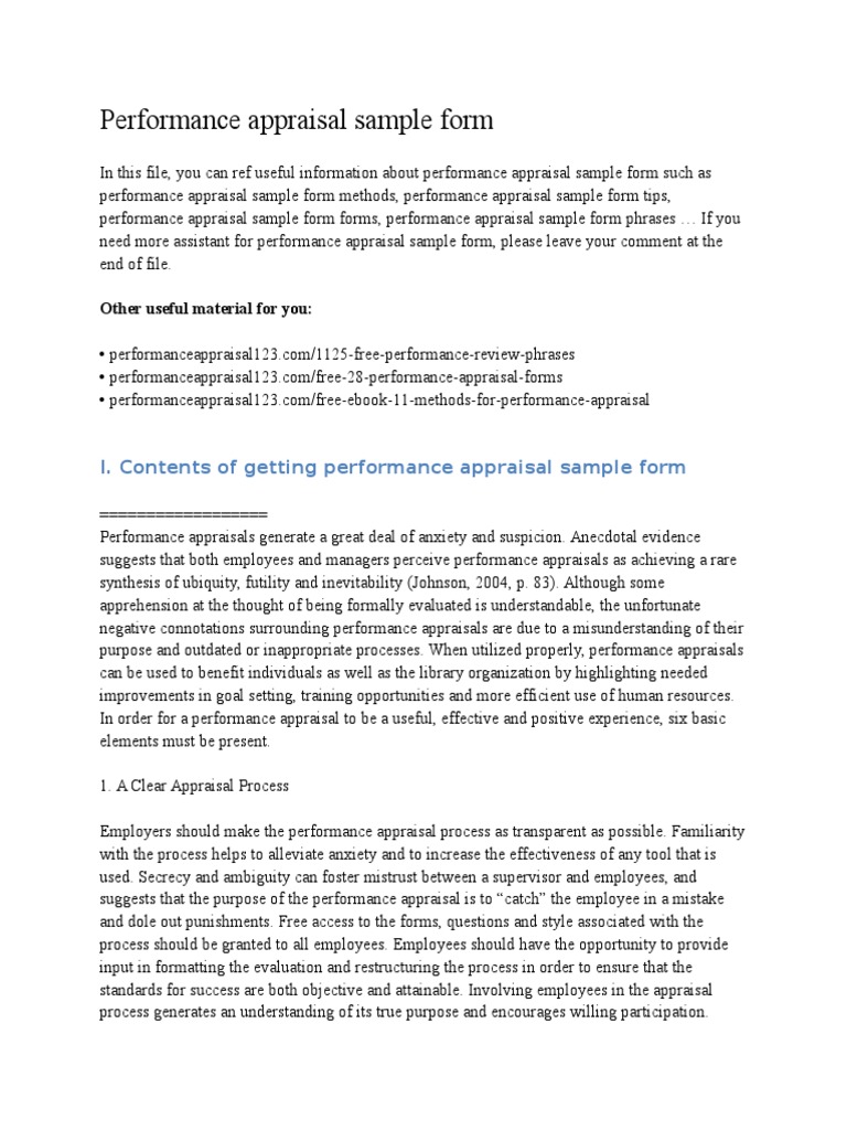 Performance Appraisal Process Guide | PDF | Performance Appraisal ...