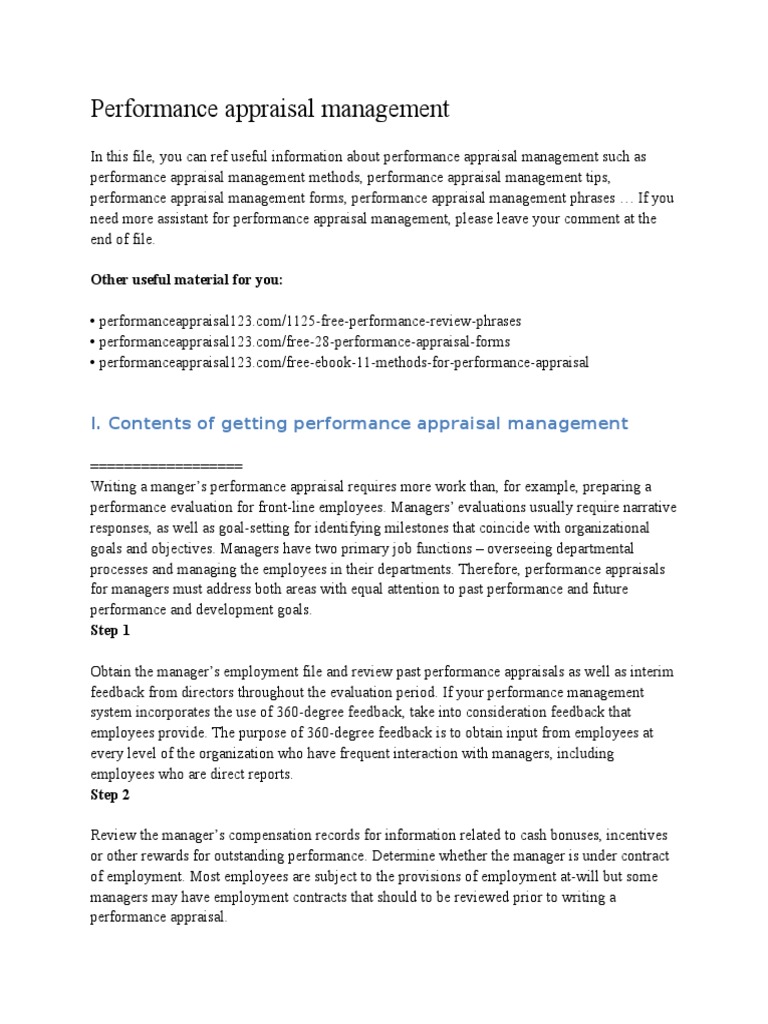 Manager Performance Appraisal Guide | PDF | Competence (Human Resources ...