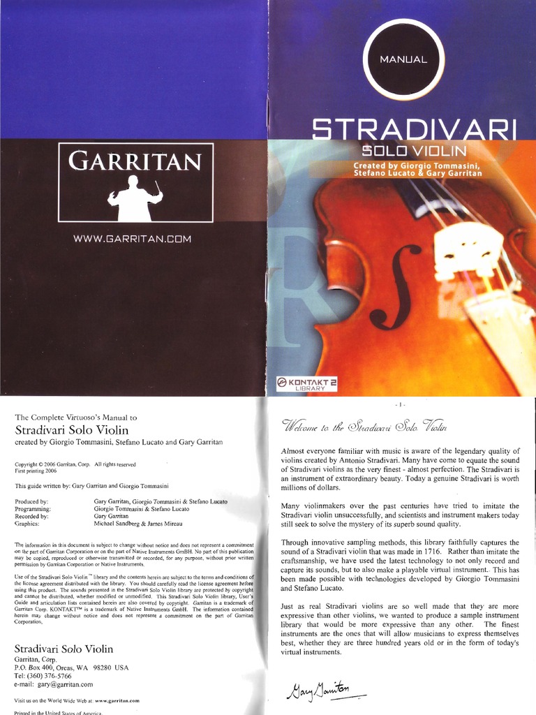 Garritan Stradivari Solo Violin For Kontakt 2 | PDF