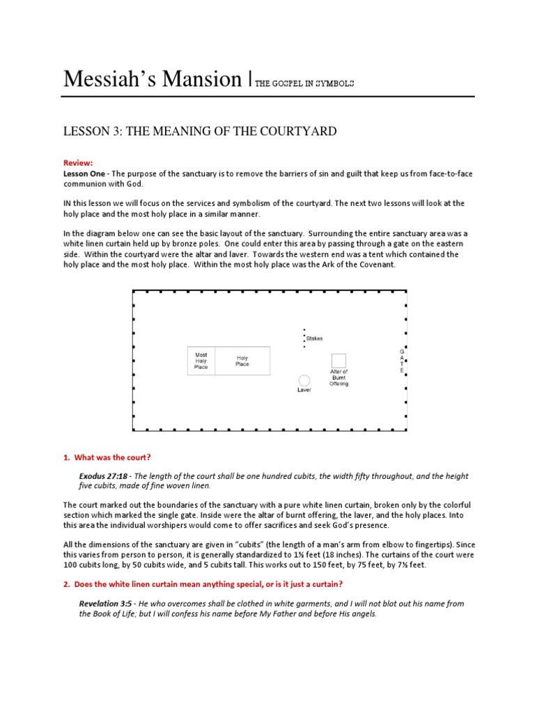 Lesson 3 The Meaning Of The Courtyard Pdf Holy Of Holies Altar