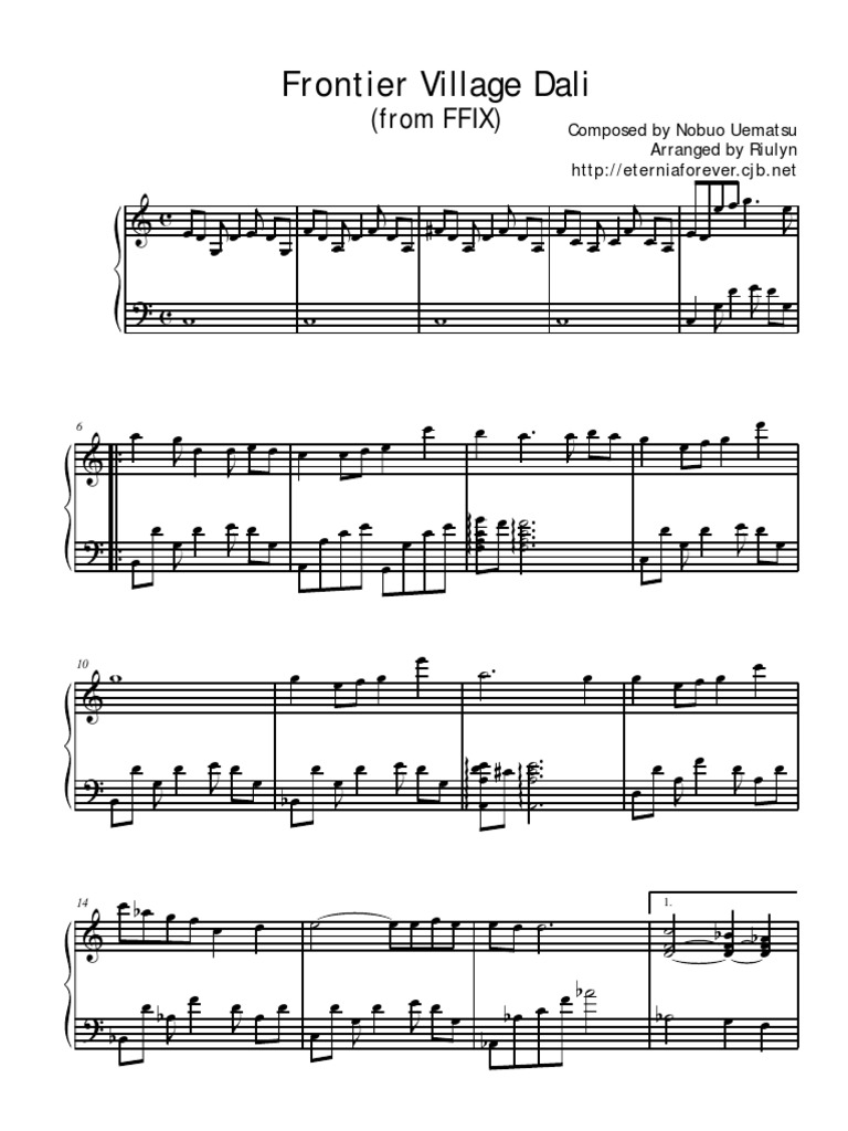 Frontier Village Dali Ffxi Piano Sheet