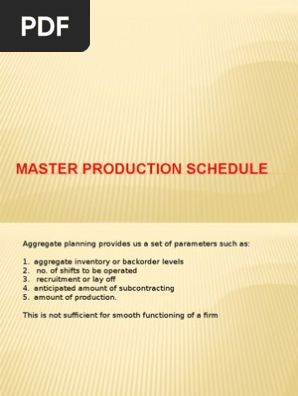 Master Production Schedule