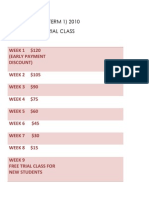 Fee Schedule Term 1 2010