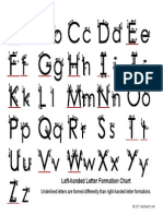 Left-Handed Letter Formation Chart: Underlined Letters Are Formed Differently Than Right-Handed Letter Formations