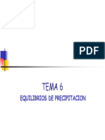  El Equilibrio Quimico. III. Reacciones de Precipitacion