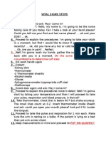 Vital Signs Steps: at The Same Time Check Arm Circumference To Determine Cuff Size)