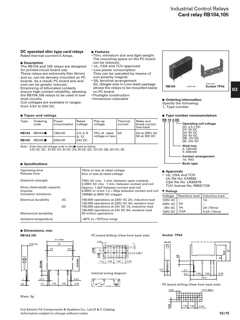 RB104/105 Relay Specifications in Español | PDF | Relay | Inductor
